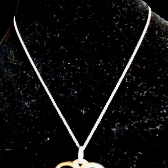 STERLING SILVER 925 HEART in Wavy Design  1" 1/2" w/ 18" Separate  Lobster CHAIN - Picture 6 of 7